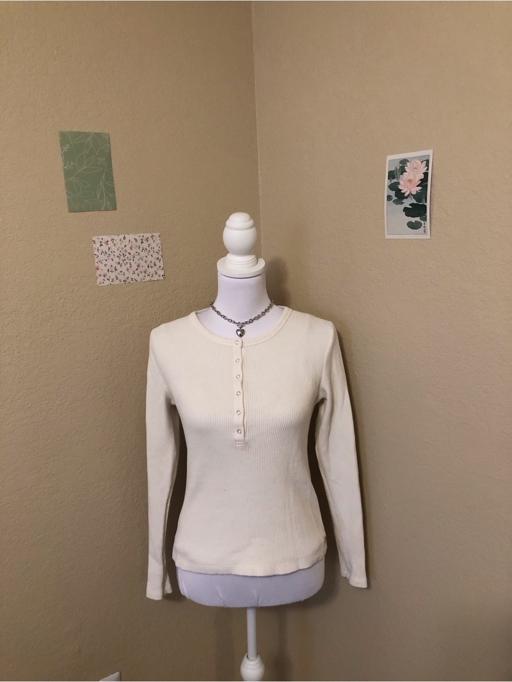 Levi's Cream Ribbed Long-Sleeve Henley Top